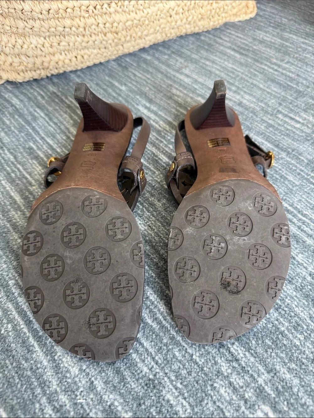 Tory Burch Dark Brown Miller Cutout Logo Thong Sandals. NO BOX